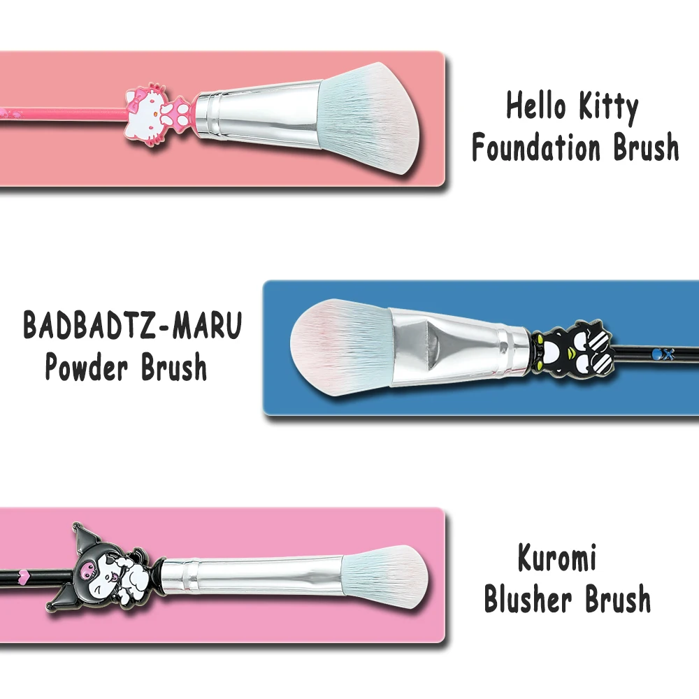 6pcs Hello Kitty Brushes Makeup Sanrio BADBADTZ MARU Cinnamoroll Kuromi Makeup Brush for Kids Kawaii Brochas Maquillaje