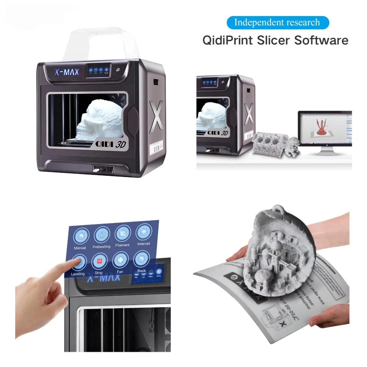 

3D-принтер FL-QIDI X-MAX, большой размер 300x250x300 мм, с автоматическим выравниванием, сенсорным экраном, закрытый, Core-XY, оптовая продажа