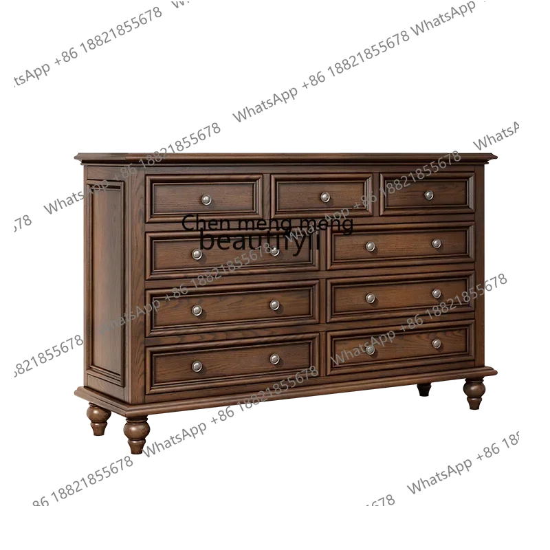 182C American Country Solid Wood Chest of Drawers Simple Retro Living Room Seven Nine Entrance Cabinet Bedroom Locker Furniture