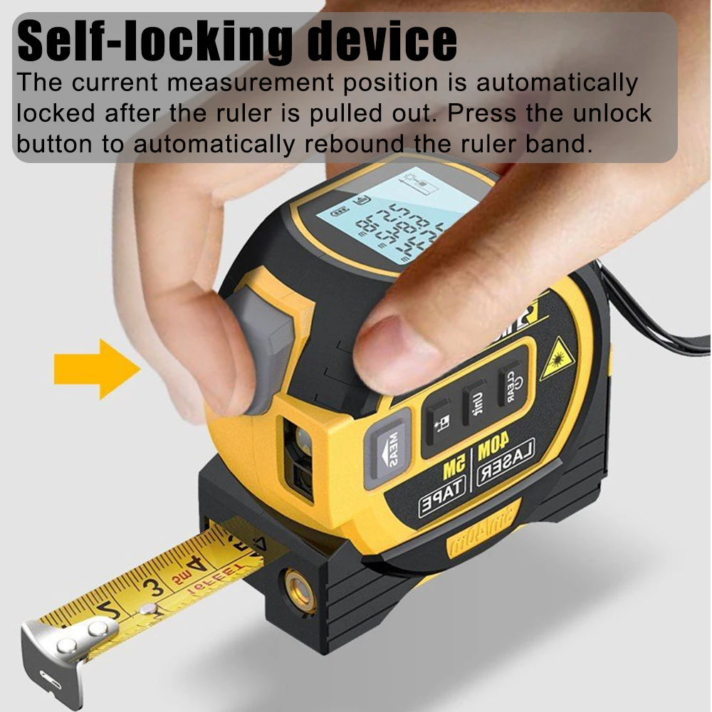 

Building Measurement Device 5M Tape Measure Ruler 3 in 1 Laser Rangefinder LCD Display with Backlight Distance Meter