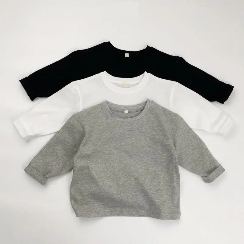 

2025 Autumn New Children Long Sleeve T Shirts Solid Girls Cotton Soft Bottoming Shirts Baby Boys Casual O-neck Tops Kids Clothes