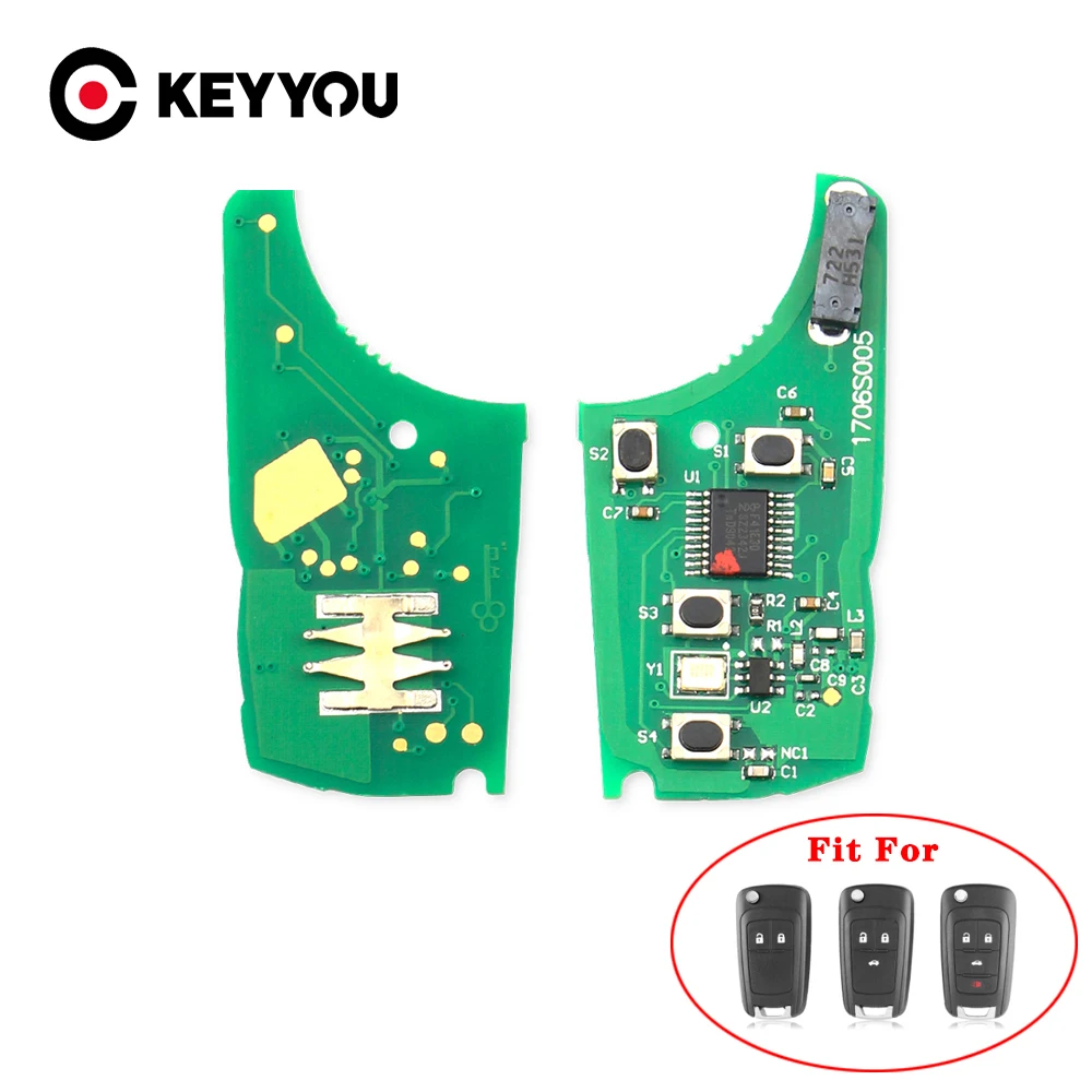 KEYYOU – clé à distance 433MHz pour voiture, Circuit imprimé électronique, pour Chevrolet Cruze Malibu Aveo Spark Sail 2 3 4 boutons