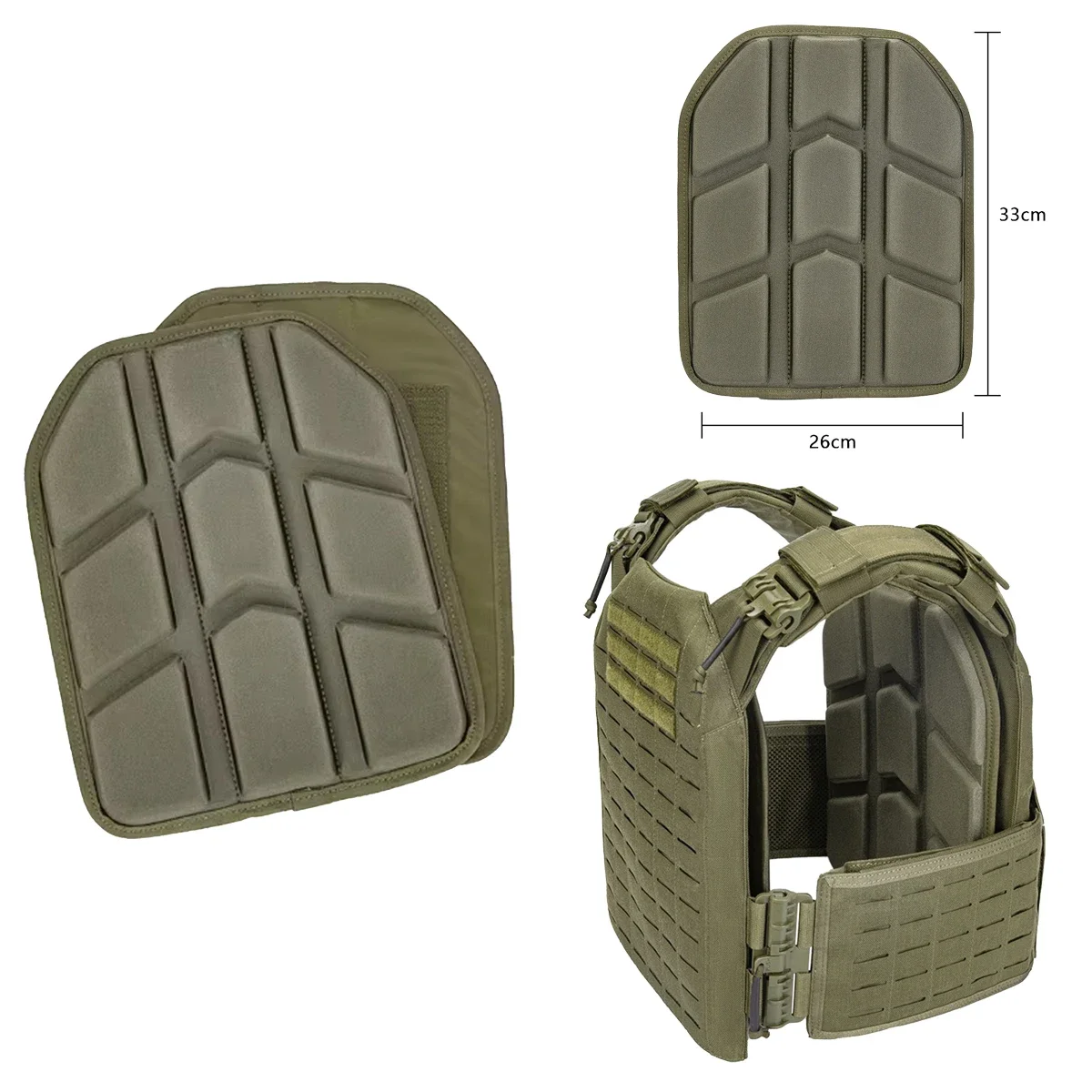 2 Pcs Removable Molded Tactical Vest Protective Pad for Airsoft Paintball CS Game Vest Hunting Plate Carrier Vest Cushion