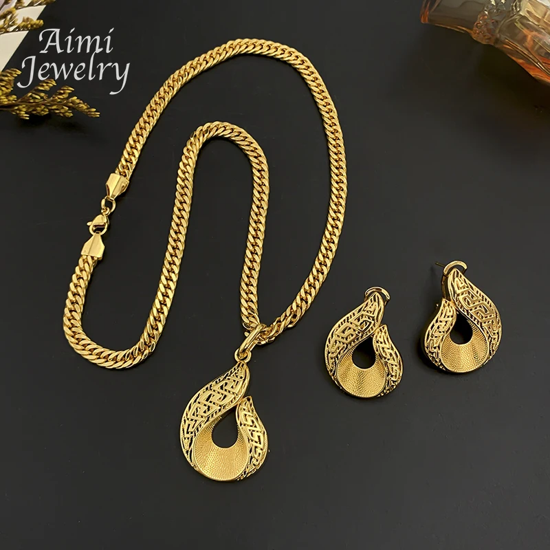 Brasilianischer Original-Anhänger mit Kette, afrikanisches 18K vergoldetes Kupfer-Schmuckset, Ohrringe, Halskette, Braut-, Hochzeits- und Partygeschenke – Detail 5