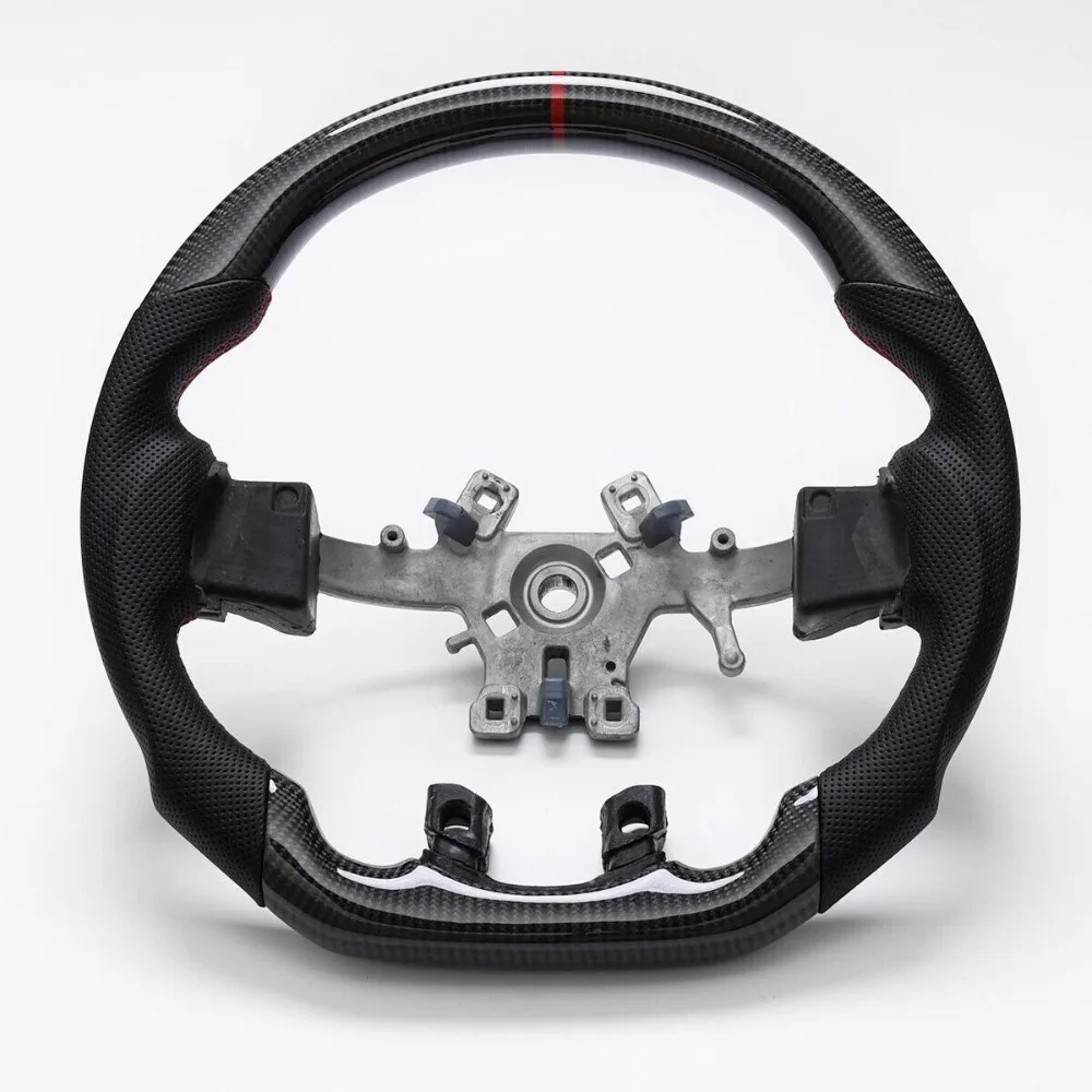 Non-Heated Real Carbon Fiber Steering Wheel Red Stitch For Dodge RAM 1500 2500 3500 2012-2018 Perforated Leather Car Accessories