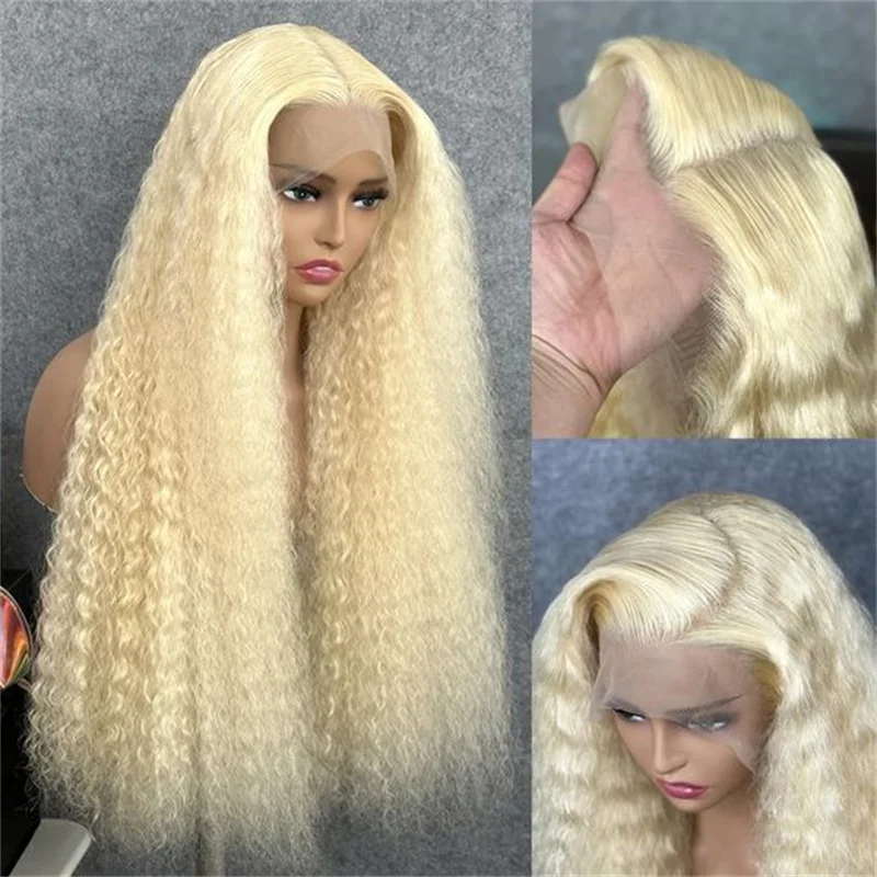 Soft Kinky Curly Lace Front Wig para mulheres negras, cabelo do bebê, resistente ao calor, Glueless, peruca diária, 180 Densidade, 26 ", 613 Cor