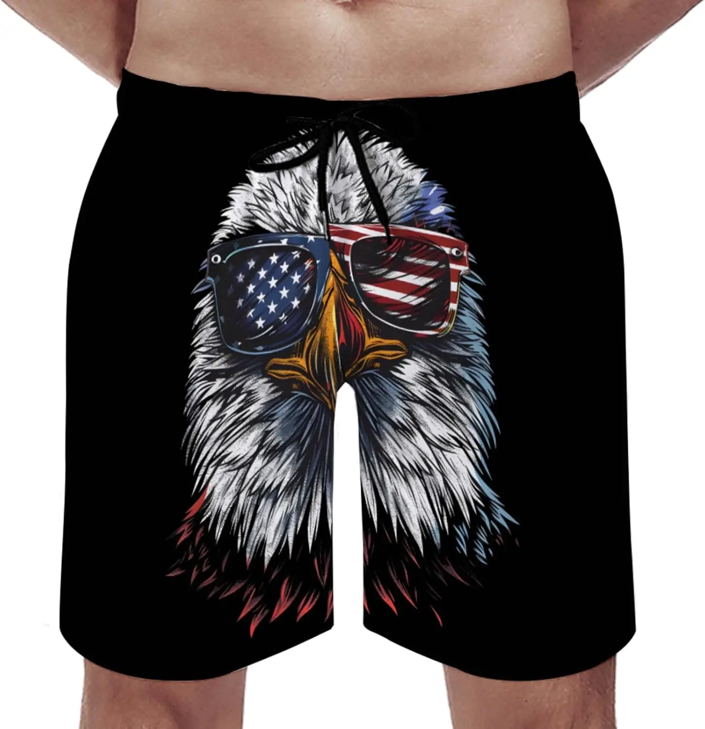 Cool Eagle Men's Swim Trunks Patriotic Eagle Beach Shorts Bathing Pants