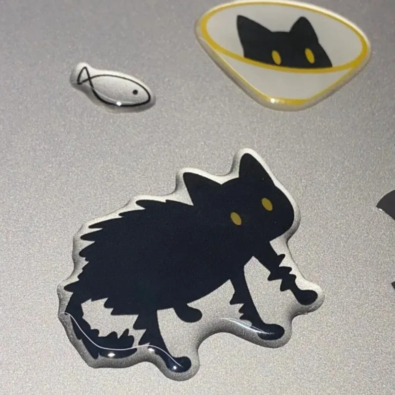 Funny Black Kitten Jelly Stickers Cute Gel Phone Case Decals INS Cartoon  Aesthetic Cartoon Cat Stickers Removable Decorations view 5