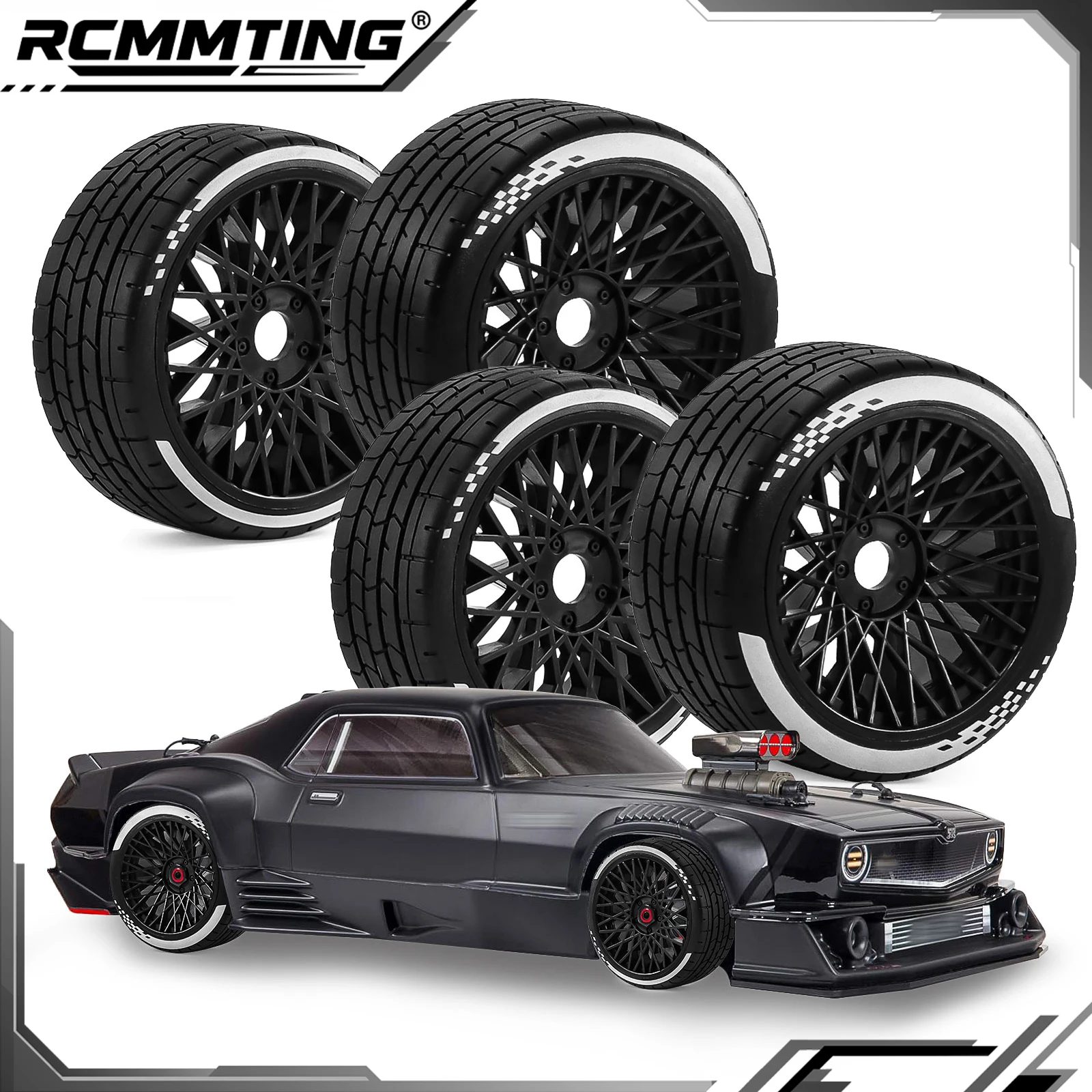 RCMMTING Highway Truck Wheel & Tire Set for ARRMA 1/7 Infraction Felony 6S BLX RC 17mm Hex Tires & Wheel Upgrade Parts