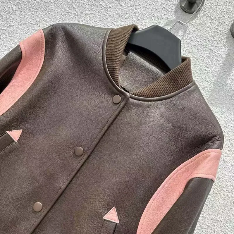 Abrigo de moda de lujo para primavera y otoño, uniforme de béisbol de retazos, tela en espiral, cuello en V, ropa de longitud corta, 2024