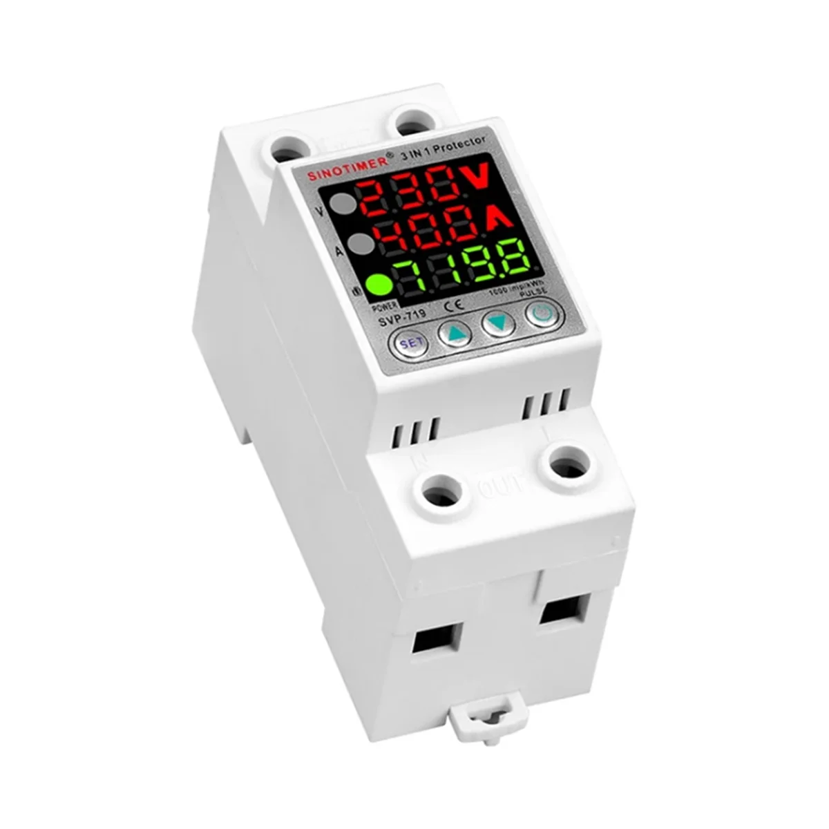 A20M 2X 220 فولت ضبط مرحل الجهد فوق حامي الجهد تحت الحد الحالي Wattm KWH مقياس الطاقة 40A