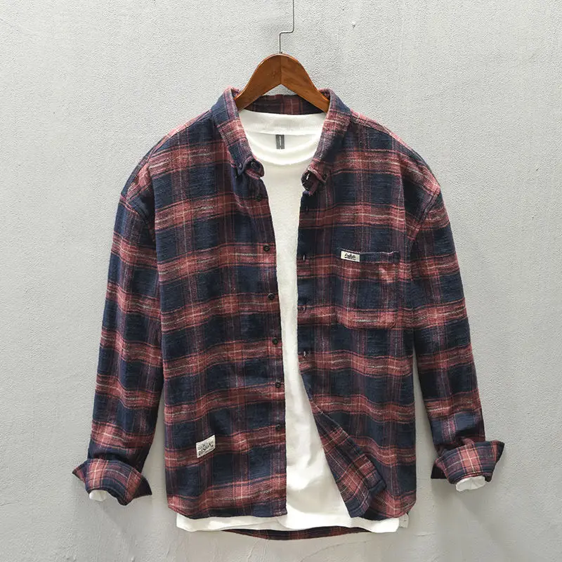 Fashionable Plaid Long-sleeved Shirt 2025 Spring and Autumn New Loose Casual Cardigan Trendy Versatile Top