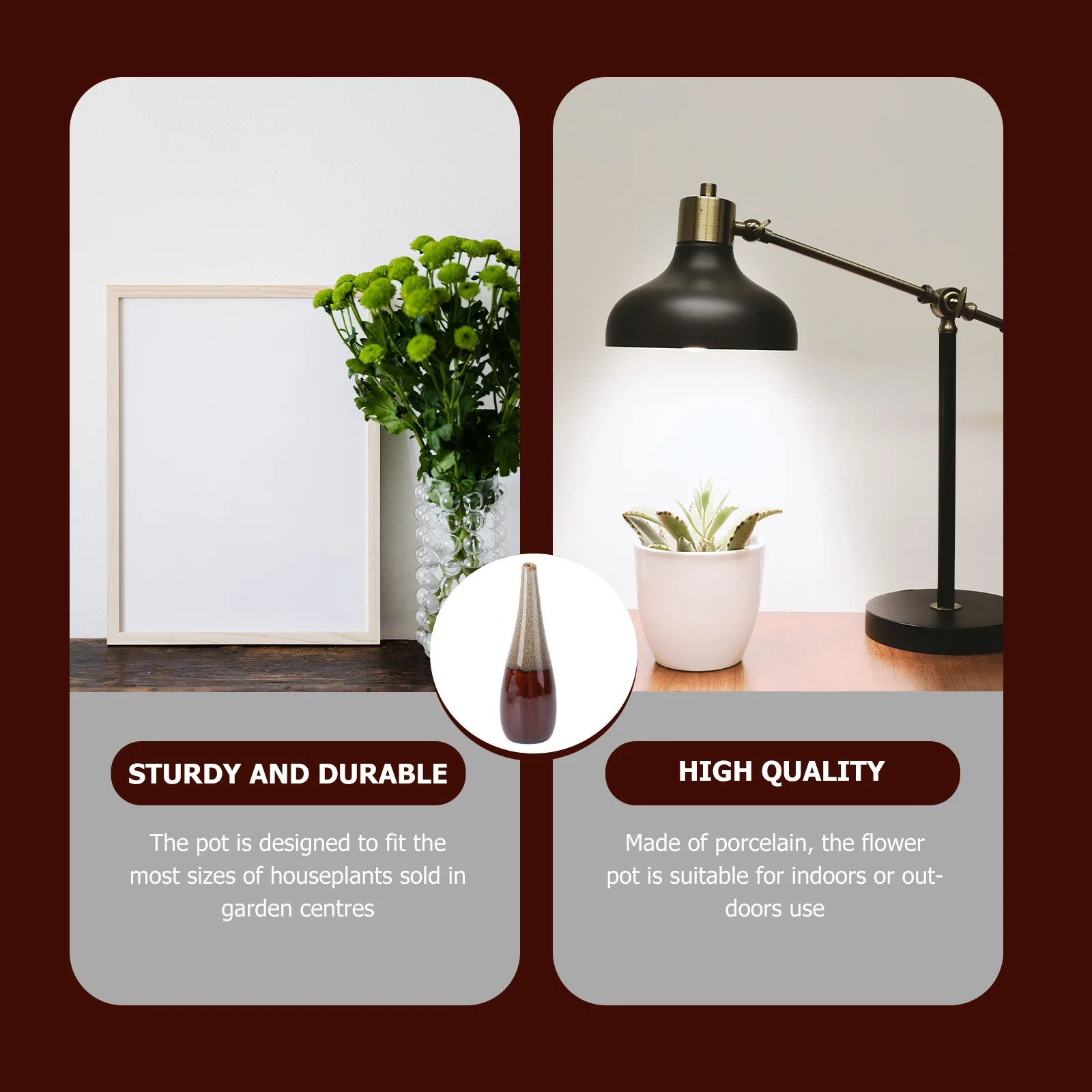 

Ceramic Flower Pot White Porcelain Artistic Thick Stable Plant Holder Table Vase Indoor Outdoor Home Decoration for Succulents