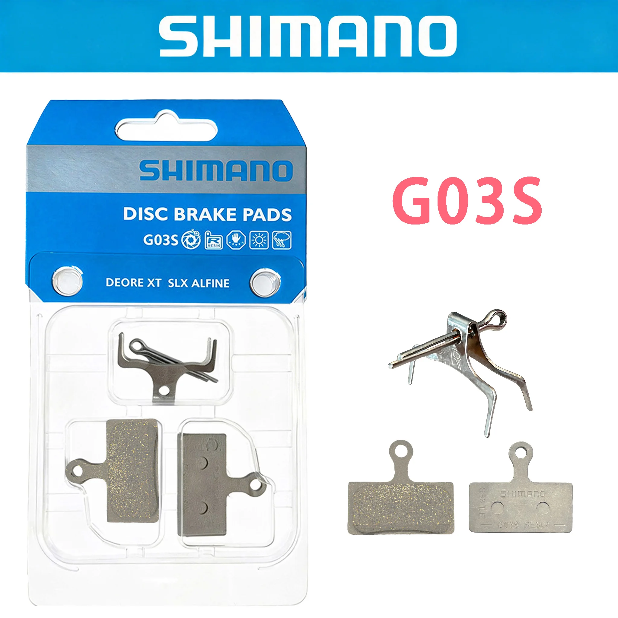 Shimano G03S Resin Disc Brake Pads forG01S,G02S， Deore XT SLX XTR M6100 M7100 M8100 M8000 M9000 MTB Road Bike, Organic Quiet Bra
