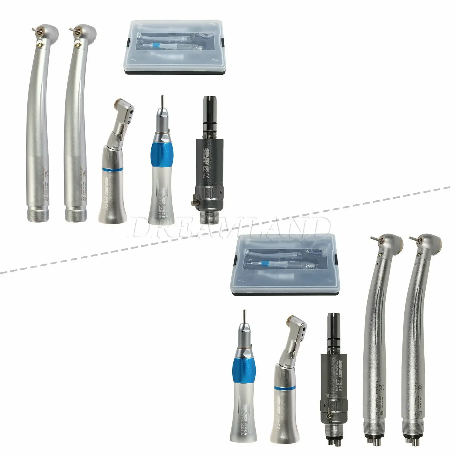 NSK Style Dental Pana Max Fiber Optic LED High low Speed Straight Contra Angle Air Motor Handpiece 2/4 Hole Air Turbine/kit