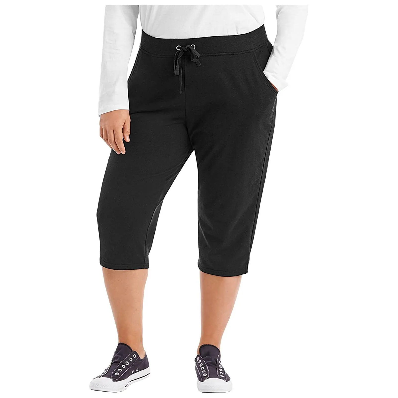 Spodnie damskie Plus Size Stretch przycięte spodnie do jogi spodnie dresowe