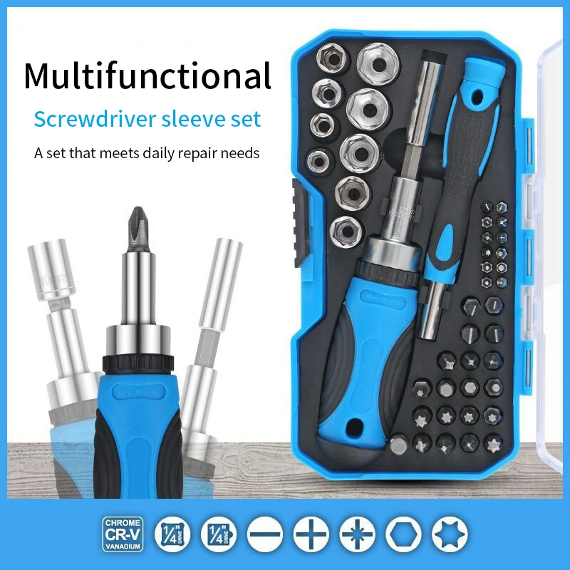 

44pcs Ratchet Screwdriver Set Magnetic Torx Screw Driver Chrome Alloy Steel Screwdriver For Phone Laptop Non-slip Hand Tools