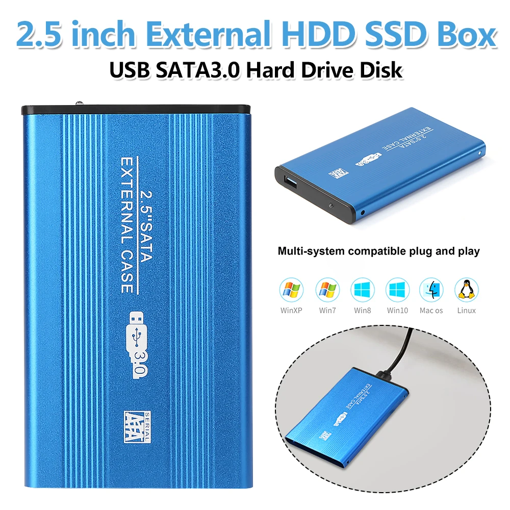 

Aluminum Alloy 2.5 inch External HDD SSD Box USB SATA3.0 Hard Drive Disk 6GB