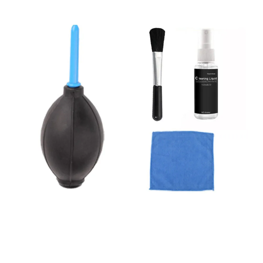 

4pcs Computer Cleaning Tools Set Keyboard Brush Dust Removal Screen Blower 20Ml Fluid High-Grade Cloth Black Blue For Pc Case