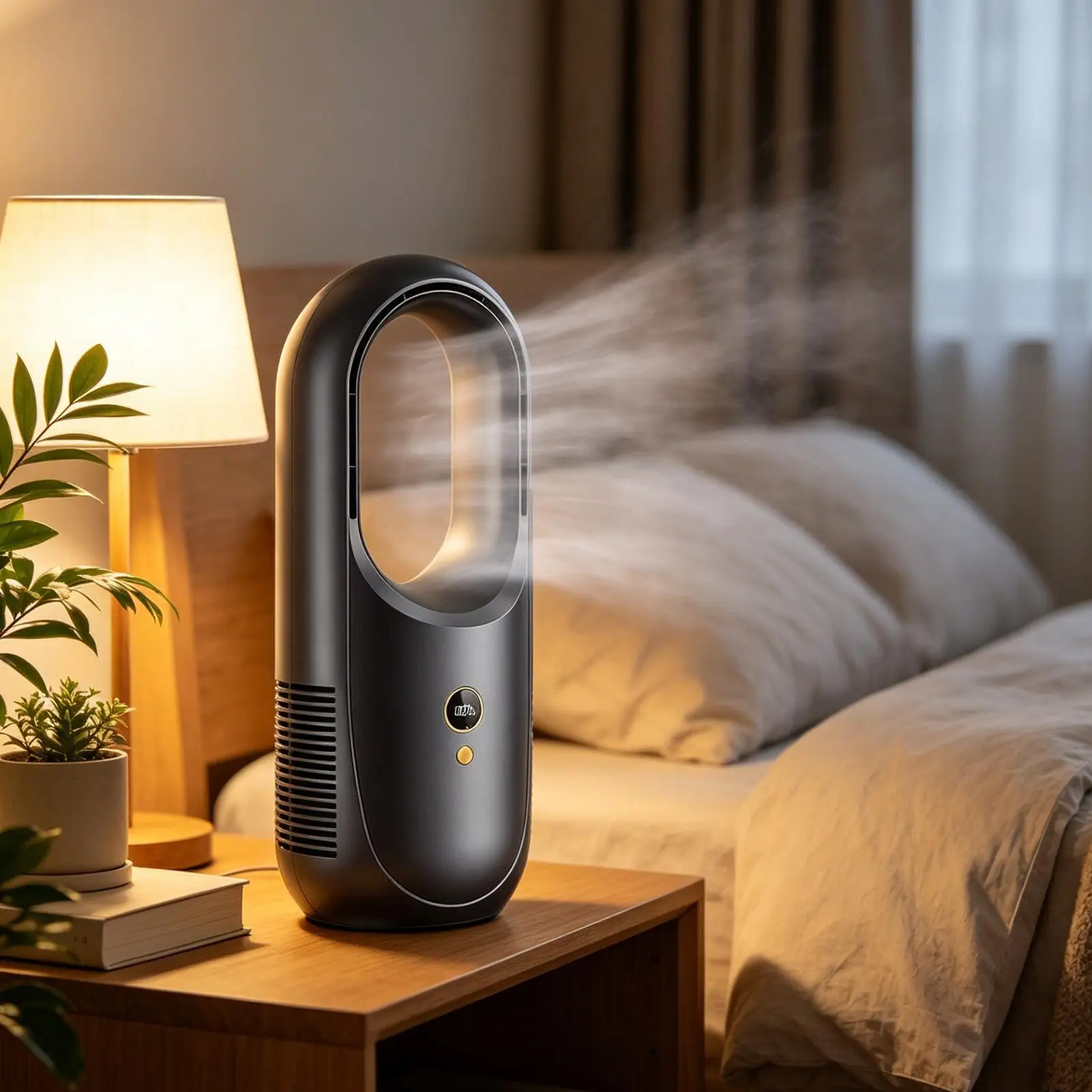 Bladeless Tower Fan Rechargeable Powerful Multifunctional Bladeless Personal Cooling Fan for Home Bedroom Living Room Office