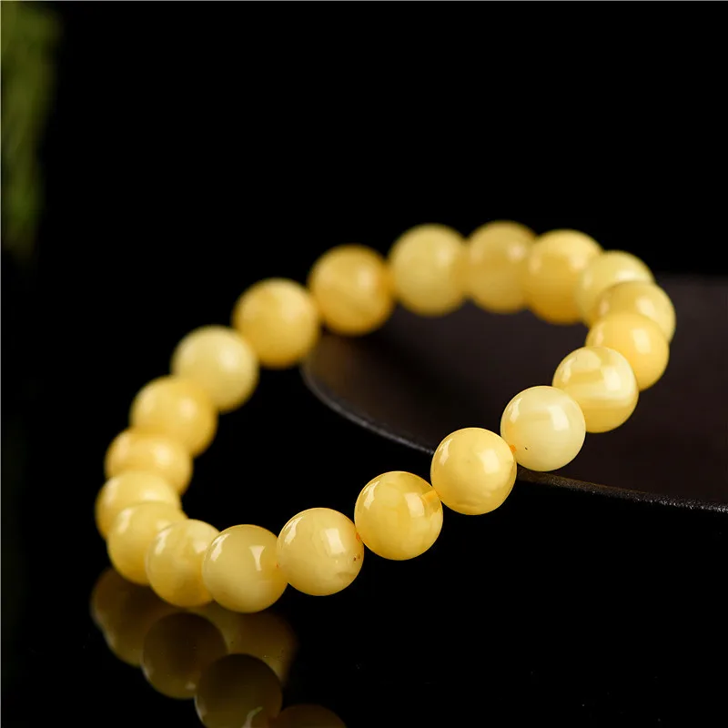 Natural Yellow Amber Round Beads Bracelet Women Yellow Amber Healing Stone Amber 8mm 9mm 10mm 11mm AAAAA