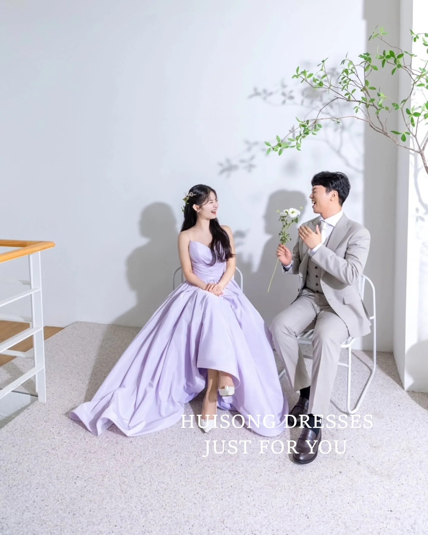 

HUISONG Customized Taffeta Korea Wedding Dresses Spaghetti Straps Sleeveless A-Line Bridal Gown Korea Wedding Photo Shoot Dress