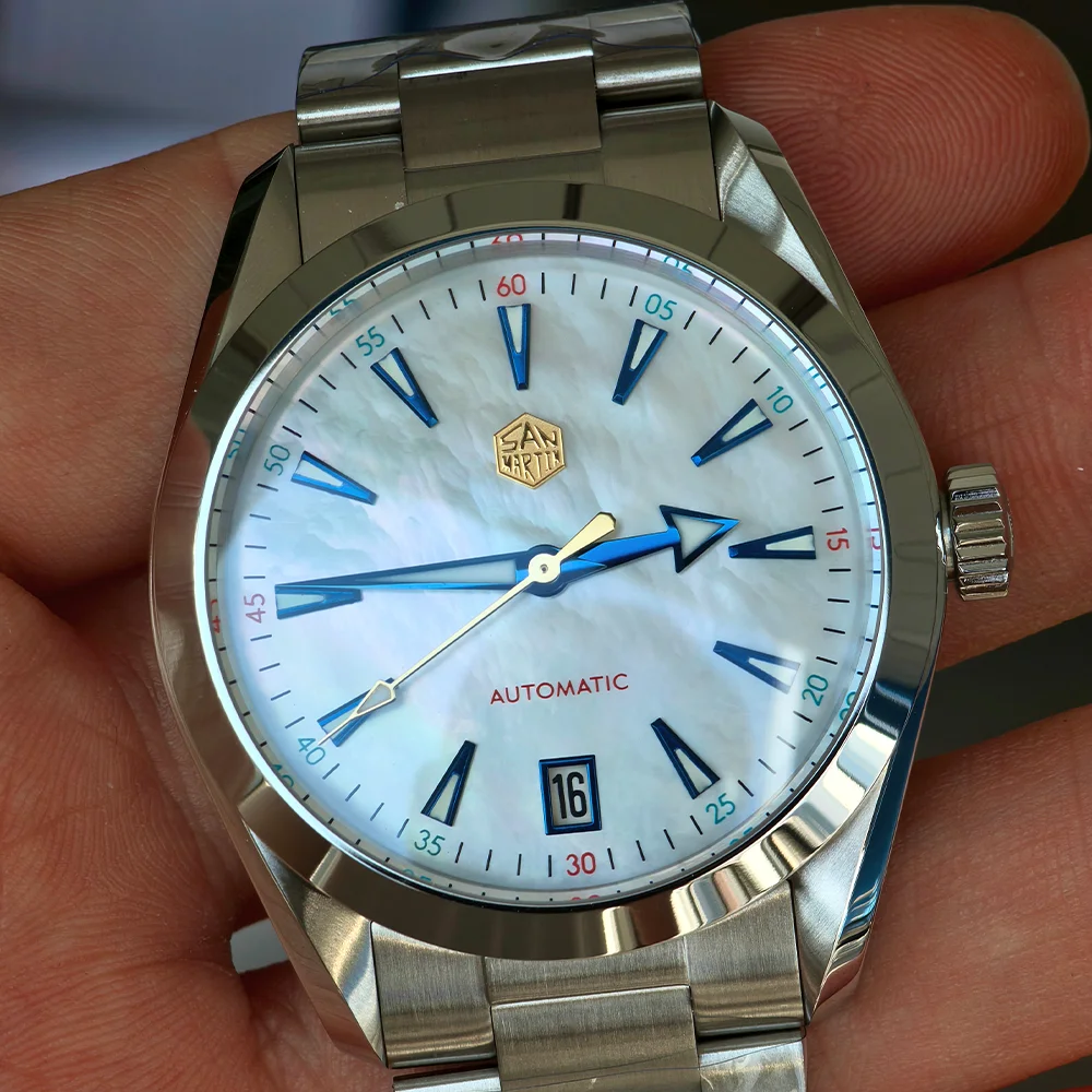 سان مارتن SN0113W V2 NH35 ساعة أوتوماتيكية للرجال هدية AR الياقوت مرآة مضيئة مقاوم للماء 38 مللي متر ساعات ميكانيكية فاخرة تاريخ #3
