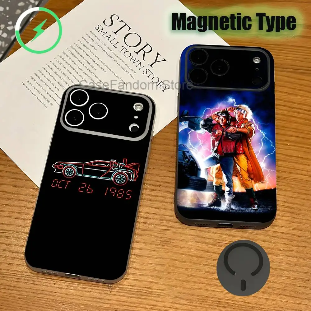 

B-Back To The F-Future Magnetic Wireless Charging Transparent gray Phone Case For iPhone 17,16,15,14,13,12,11,Pro,Max,Plus