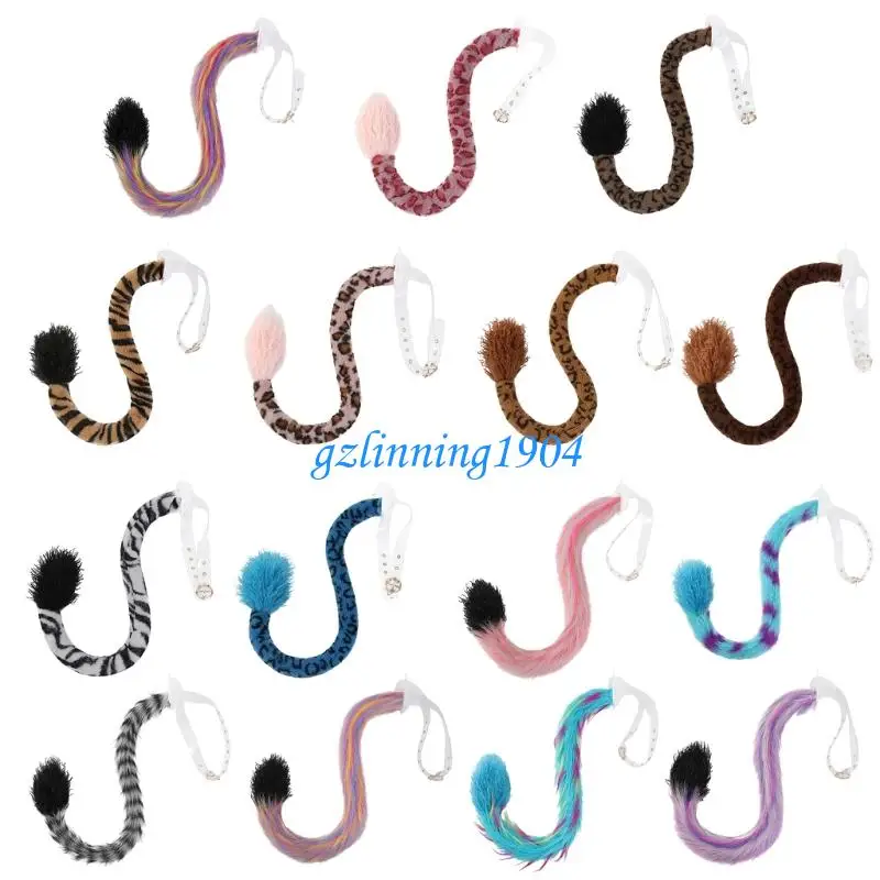 

L5YD Foxes Tail,Faux Furs Wolf Foxes Cats Tail Fancy Dress Halloween Cosplay Costume Adjustable Furry Foxes Tail Adult Kids