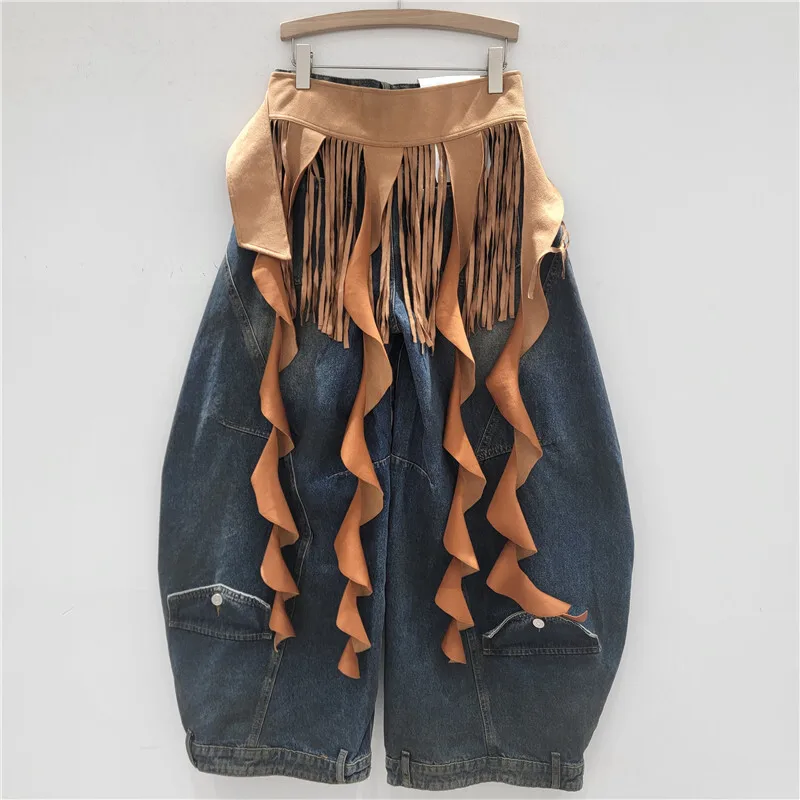 ANJY Herbst Neue Frauen American Western Cowboy Hot Girl Hippie Stil Mode Jeans Wellenförmige Quaste Band Trend Gürtel Bund A11009