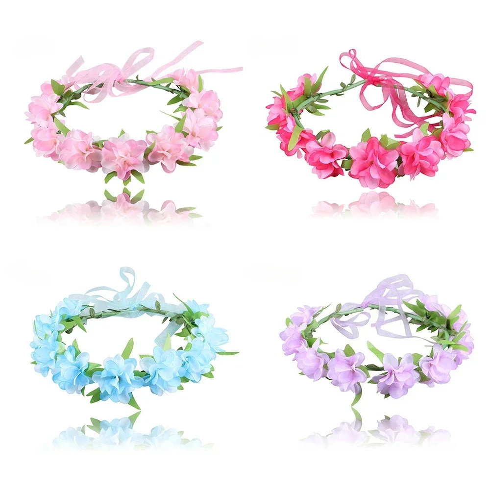 Flower Wreath Hairband with Ribbon, Artificial - Prime for Beach Weddings, Photography, Kids' Parties