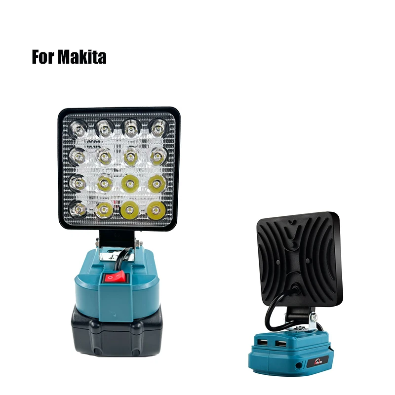 4 inch LED Work Light  For Makita 14.4V-18V Li-ion Battery Outdoor Flashlight Lantern Portable Emergency Flood Lamp With USB