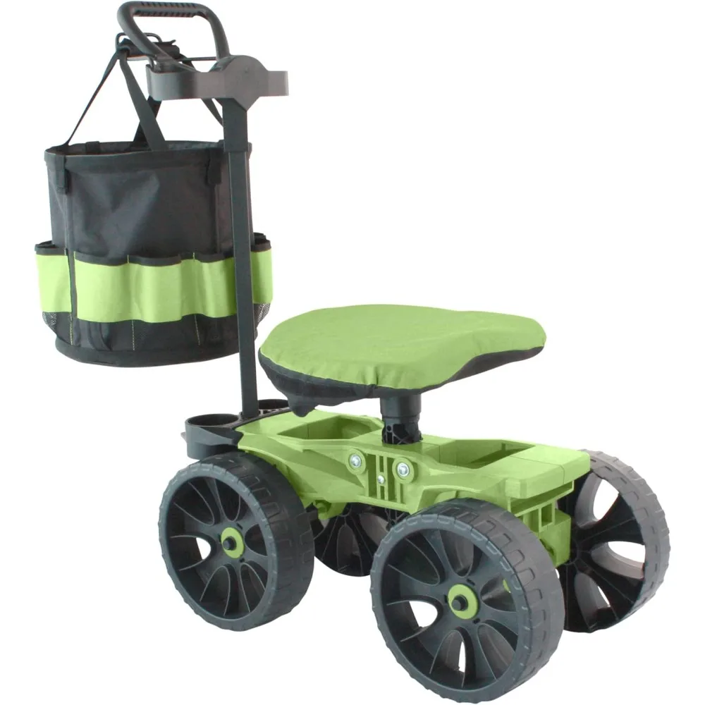 Wheelie with Tool Toter Handle, Bucket and comfort Cushion | Premium Cart with Rolling Tool Holder  Made in USA by Vertex