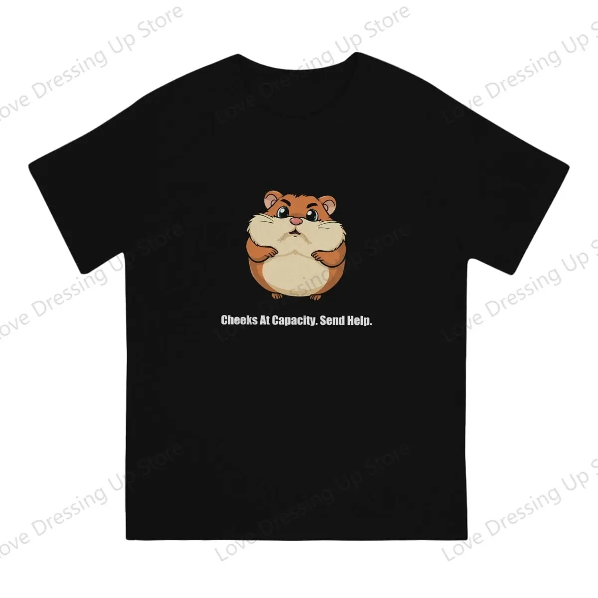 Lucky Hamster 100% Cotton Printed Men T-Shirt Cheeks At Capacity Send Help Short sleeve Tshirts Harajuku Tee Funny Tops