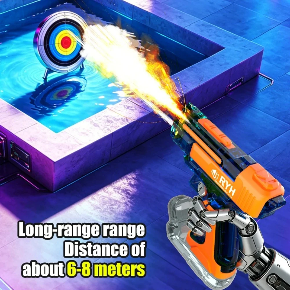 Flame Spray Electric Water Gun Fully Automatic Multishot Squirt Blaster with  Dual Spray Modes High Tech Outdoor Water Play Toy view 2