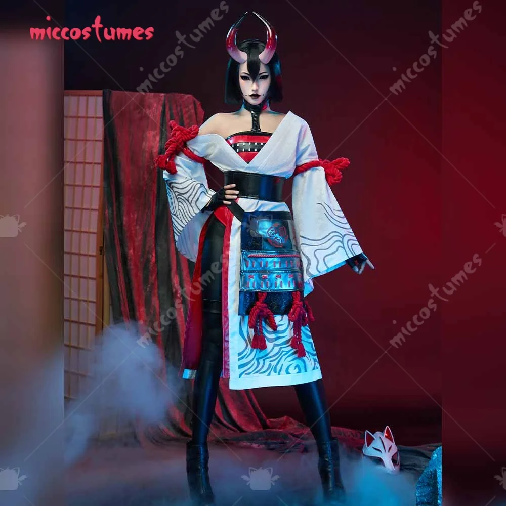 

Miccostumes Women's The night rose Cosplay Costume EPIC Outfit Top Pants with Kimono and Armor Halloween Cosplay Costumes