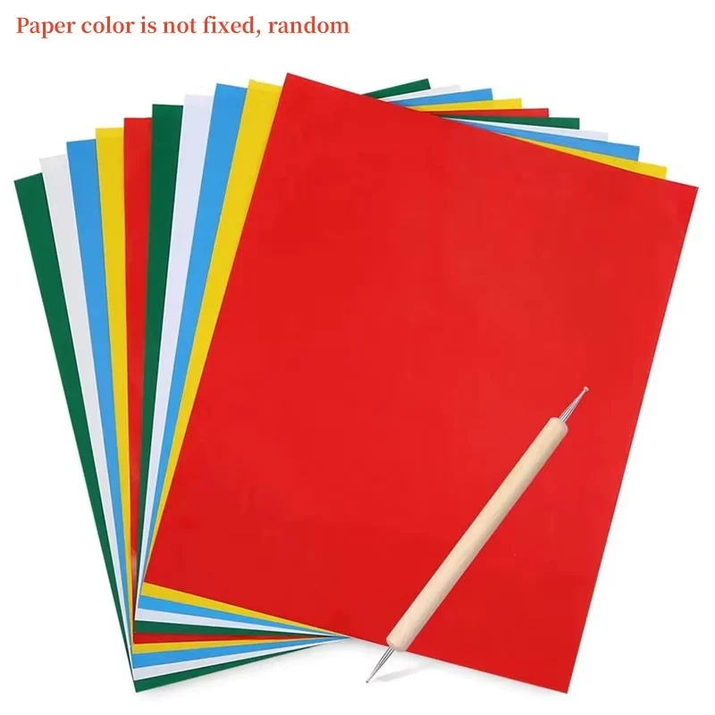 10Pcs Embroidery Transfer Paper with Embossing Stylus Cross Stitch Carbon Water-Soluble Tracing Paper DIY Sewing Accessories