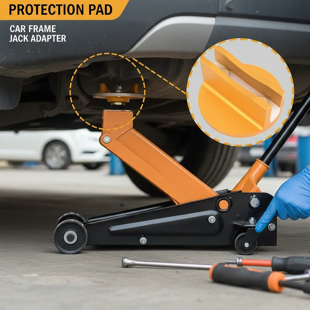 

Vehicle Floor Jack Magnetic Frame Rail Adapter Aluminum Jack Pad with Welded Seam Clamp Support Nylon Protector Car Lift