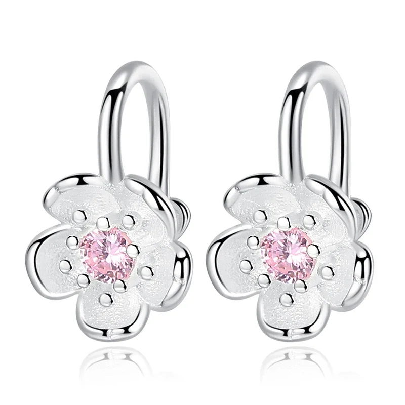 Women\'s Fashion Cherry blossoms Flower Clip Earrings Lovely Sakura Cuff Earring For Japanese Cute Earring Accessories Gifts