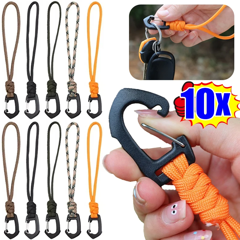 

20cm Seven-core Umbrella Rope Woven Key Lanyard Wrist Hook Multifunctional D-shaped Hook Wrist Rope for Outdoor Camping