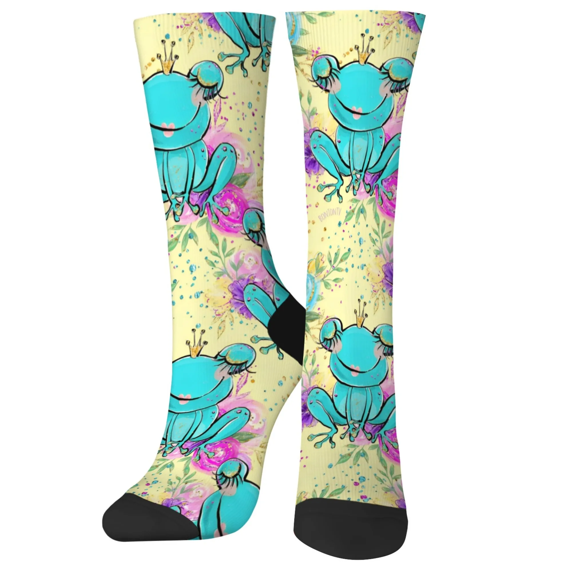 

1 пара женских носков с милым принтом лягушки, новые удобные и дышащие повседневные носки, женские чулки и чулочно-носочные изделия