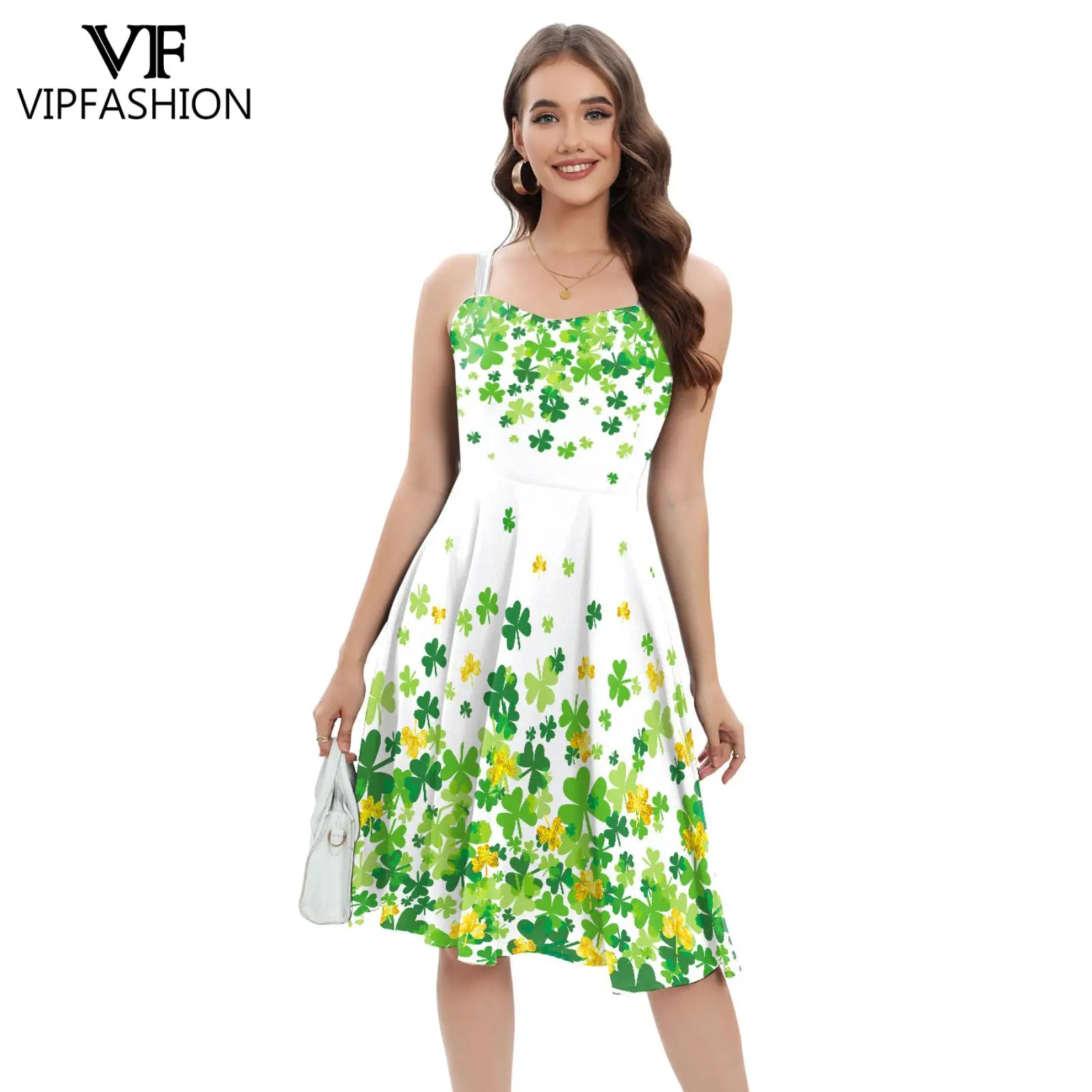 VIP FASHION St. Patricks Day Women Dress Lucky Day Strap Dresses senza maniche Summer Dress Holiday Party Clothes Costume Cosplay