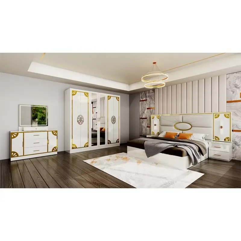 Luxury King Size Bed Frame Modern Villa Bedroom Furniture Sturdy Residential Master Suite Sleeping Platform High End Design