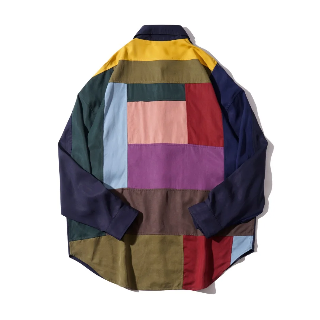 New autumn original design cardigan with patchwork shirt - simple and fashionable, versatile and comfortable, loose fit