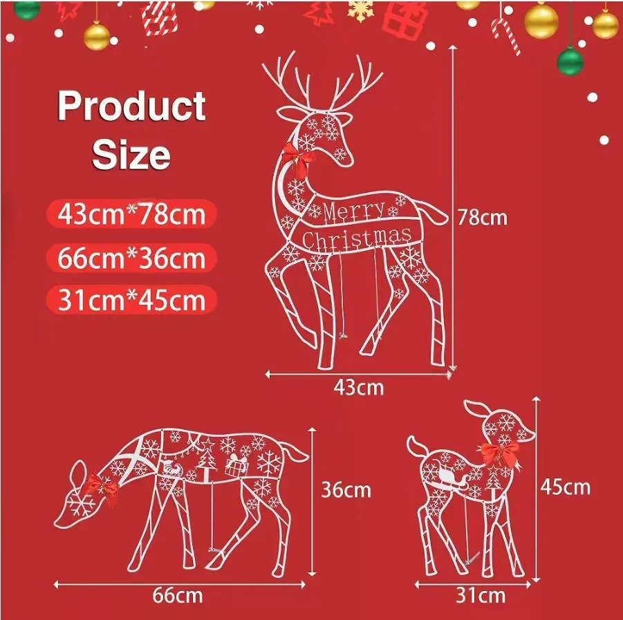 Imagem -03 - Handmake Iron Art Elk Deer Christmas Garden Decor Luz Led Brilho Brilhante Rena Casa de Natal Ornamento ao ar Livre Pcs