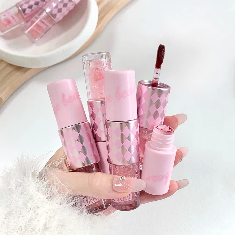 ملمع شفاه مزدوج النهاية Gege Bear مرآة ملمع كامل ومخمل غير لامع لون طويل الأمد وملمع شفاه مرطب مضاد للبقع ملمع شفاه