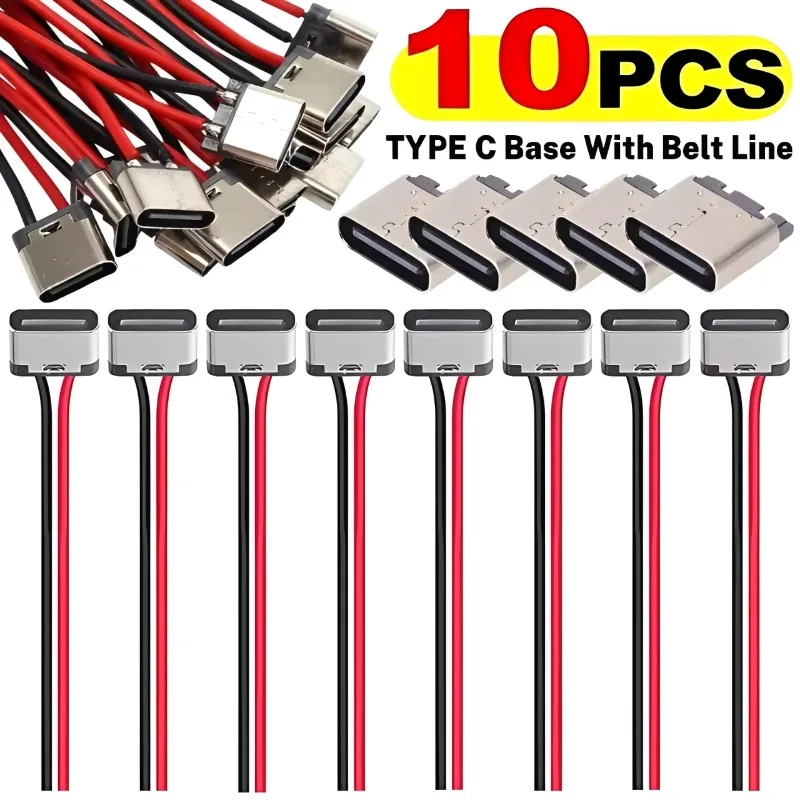 5-10Pcs Type-C 2P Welding USB-C Phone Charging Socket Easy Test Female Socket DIY Quick Charging USB-C Connector Accessories