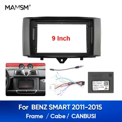 MAMSM For BENZ SMART 2011-2015 2 Din Car Radio Fascia DVD Stereo Frame Plate Adapter Mounting Dash Installation Bezel Cable