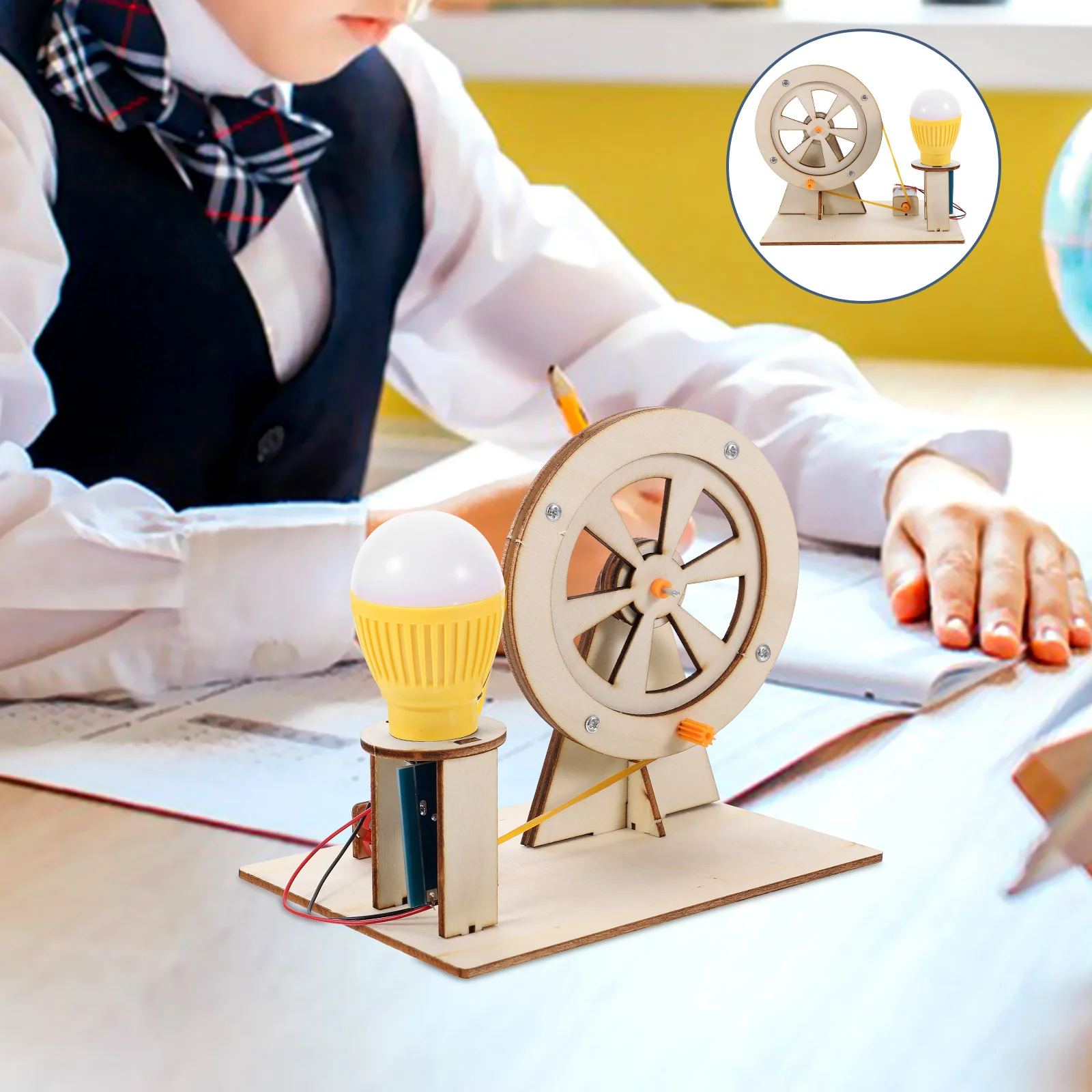مولد كرنك اليد لتقوم بها بنفسك مجموعة خشبية للأطفال التجارب العلمية أداة تعليم الفيزياء التعليمية مولد الطاقة المحمولة الجذعية