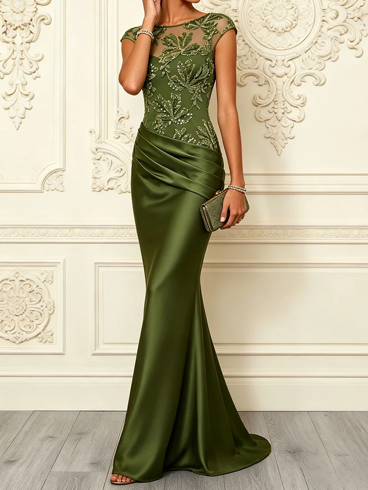 Elegantes O-Ausschnitt Patchwork-Druck Maxikleid, Damen Sommer Urlaub Mode Schickes Partykleid, 2026 Ärmelloses Lässiges Damenkleid